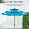 Best Choice Products Woodgrain Pattern 10ft 3-Tier Solar Patio Umbrella w/ 24 LED Lights, Tilt